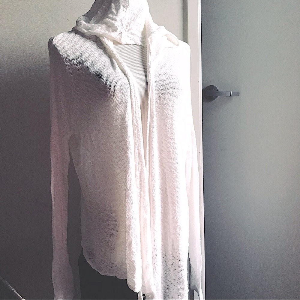 Abercrombie & Fitch White gauze Hooded Knit Cardigan XS/S